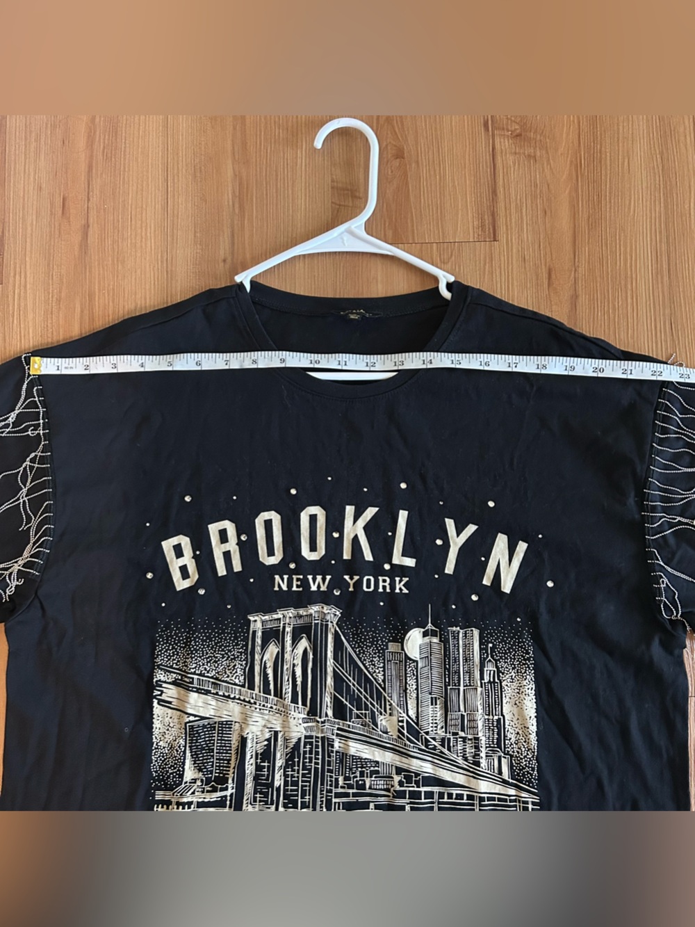 NWT Brooklyn New York Graphic Tee in Black with Embellishments Women’s - Picture 3 of 8
